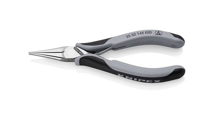 ALT-Text: „Nadelzange der Marke Knipex, Modell 35 52 145 ESD, mit antistatischen Eigenschaften – ein Werkzeug zur sicheren und präzisen Installation in der Gebäude- und Elektrotechnik.“.
