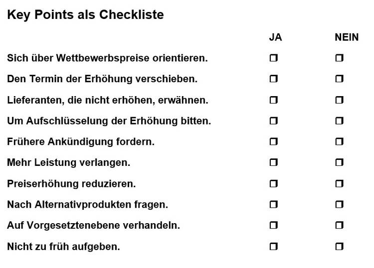 ALT-Text: "Checkliste mit 'Ja'- und 'Nein'-Spalten für verschiedene Maßnahmen zur Optimierung der Energieeffizienz in Gebäudetechnikprojekten.