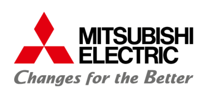 Mitsubishi Electric Logo mit rotem Emblem und Slogan "Changes for the Better" - Hersteller von HLK- und Gebäudetechnik für Fachentscheider in der Branche.