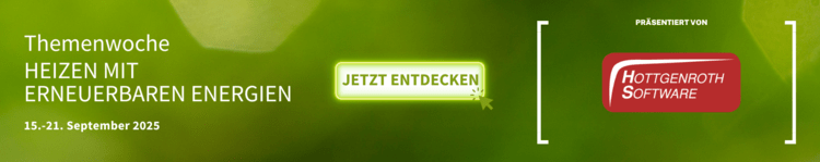 Grünes Banner zur Aktionswoche Erneuerbare Energien mit Veranstaltungsdatum und rechts platziertem Logo von Hotgenroth Software als Sponsor.