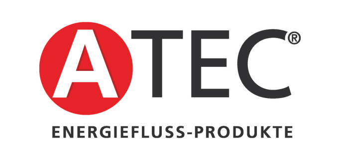 ATEC-Logo: Rotes "A" im Kreis, darunter "ENERGIEFLUSS-PRODUKTE" - Hersteller für Komponenten in der energieeffizienten Gebäudetechnik.