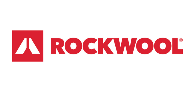 ROCKWOOL Logo in Rot mit geometrischem Symbol und fetter Schrift auf Weiß, steht für innovative Dämmstofflösungen im Bereich Gebäudetechnik.