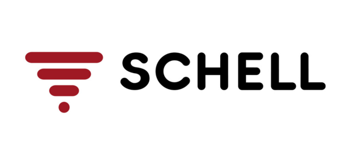 Logo der Firma SCHELL: Rote, übereinander liegende Linien als stilisierter Trichter links neben dem Schriftzug "SCHELL" auf weißem Hintergrund.