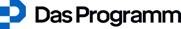 Logo von "Das Programm": Blaues geometrisches "P" mit schwarzem Text, verwendet im Kontext Gebäudetechnik, SHK und Energieeffizienz.