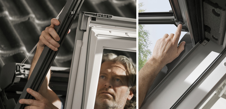 Der Fachmann richtet den Fensterrahmen präzise aus und prüft die obere Beschlagvorrichtung, um die Energieeffizienz und die Dichtheit des Gebäudes zu optimieren.