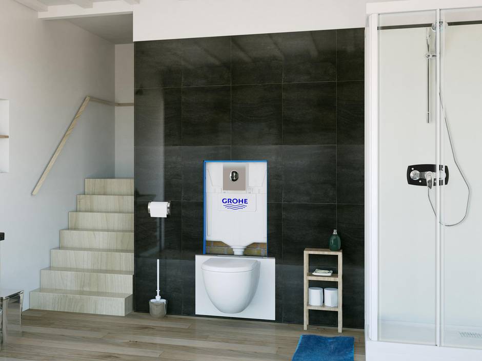 Vorwandelement Saniwall Pro UP mit integrierter Kleinhebeanlage | Haustec