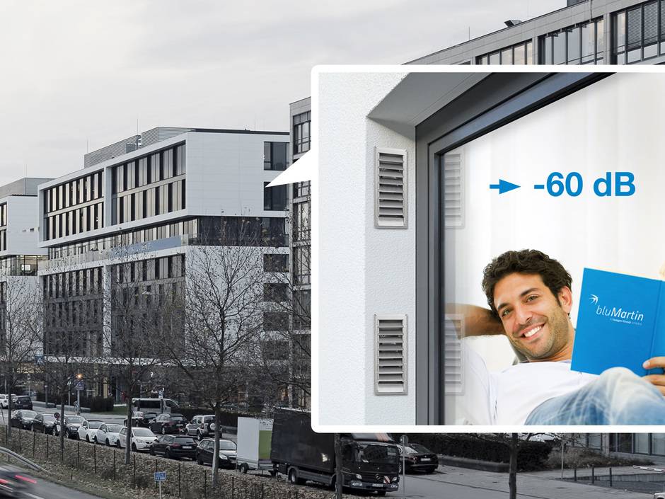 BluMartin freeAir: Schalldämmlüfter mit Feinstaubfilter und Laibungslösung BluMartin freeAir: Schalldämmlüfter mit Feinstaubfilter und Laibungslösung