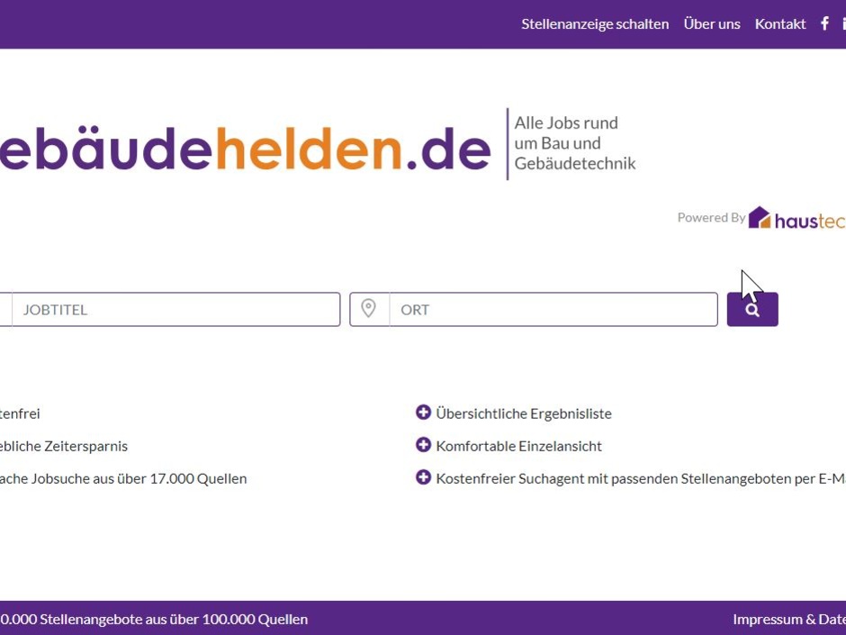 Haustec.de startet Jobbörse Gebäudehelden.de Haustec.de startet Jobbörse Gebäudehelden.de