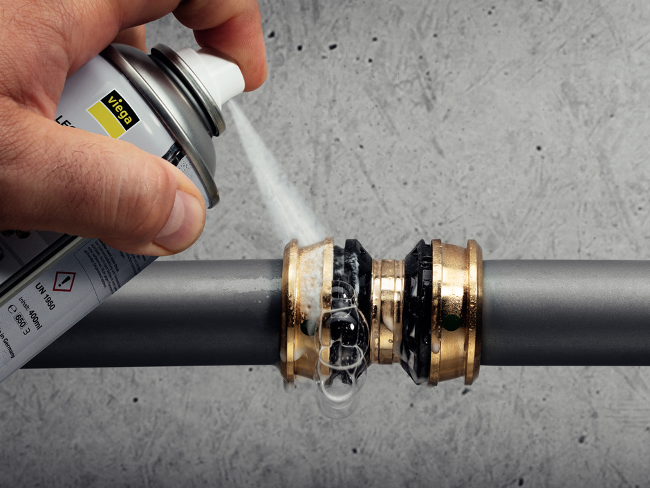Viega: Lecksuchspray für trockene Dichtheitsprüfung Viega: Lecksuchspray für trockene Dichtheitsprüfung