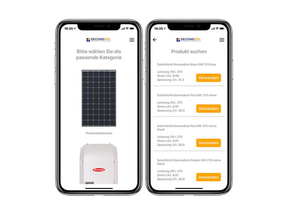 Photovoltaik-Ersatzteil-App für Installateure