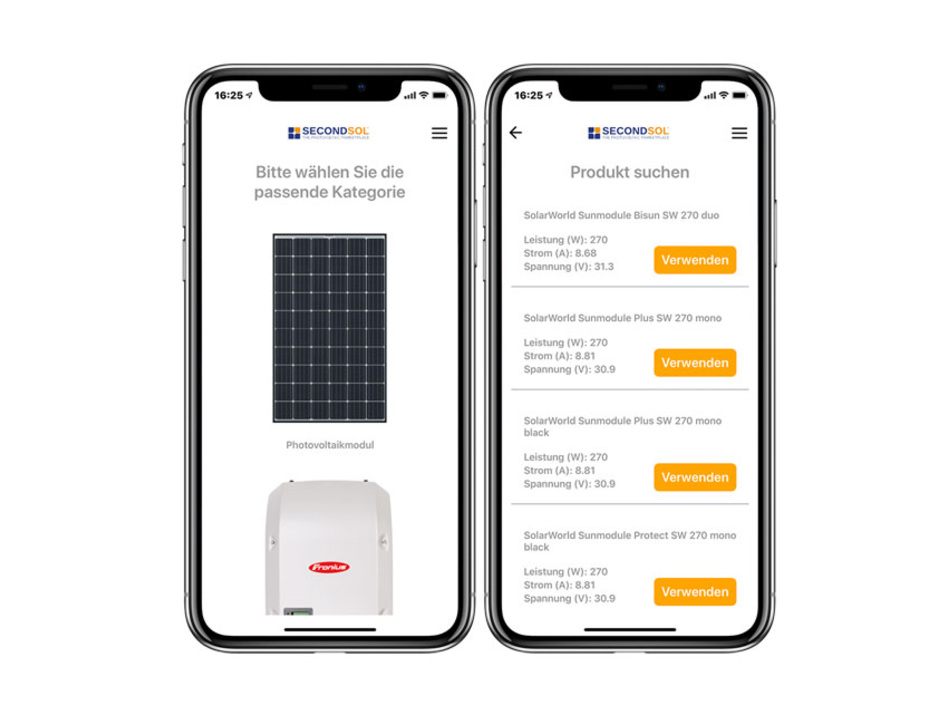 Photovoltaik-Ersatzteil-App für Installateure Photovoltaik-Ersatzteil-App für Installateure