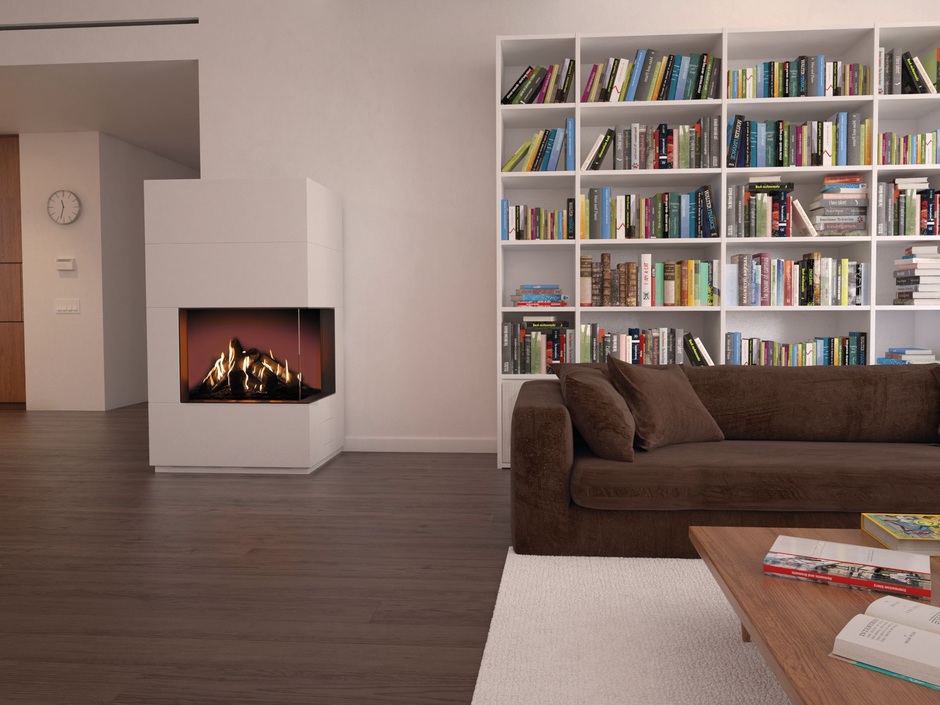 Camina & Schmid: Speicherstein-Anlage für Gas-Kamineinsatz Camina & Schmid: Speicherstein-Anlage für Gas-Kamineinsatz