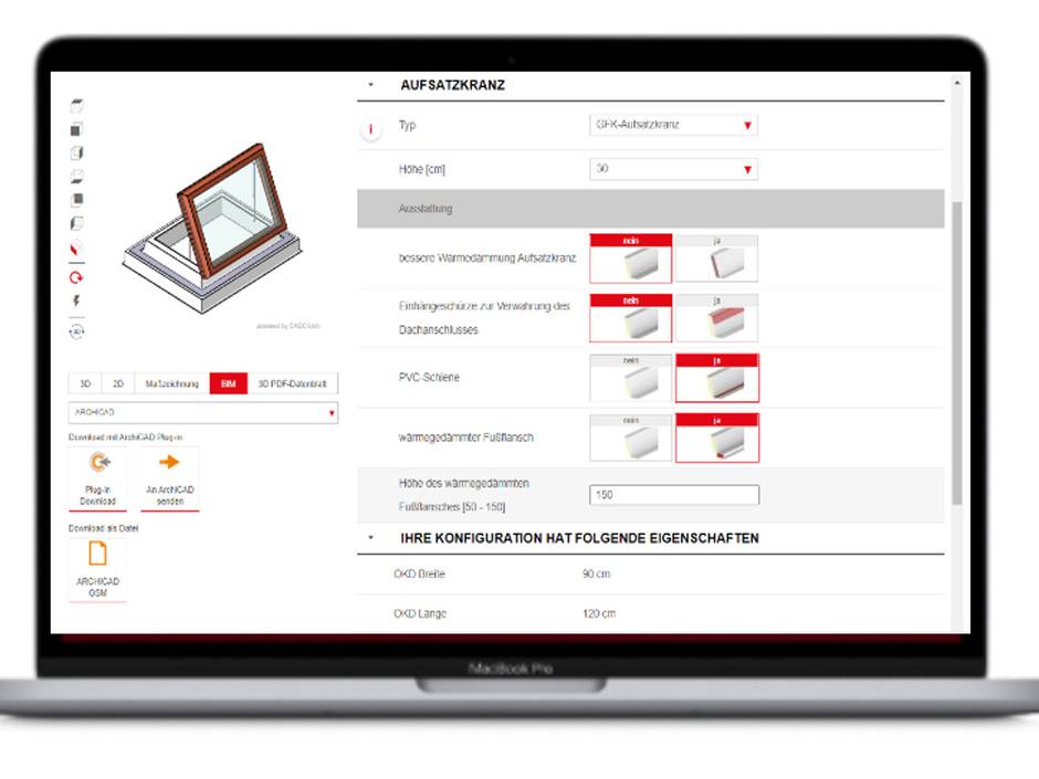 Konfigurator für Flachdachfenster, Lichtkuppeln und Flachdachausstiege Konfigurator für Flachdachfenster, Lichtkuppeln und Flachdachausstiege