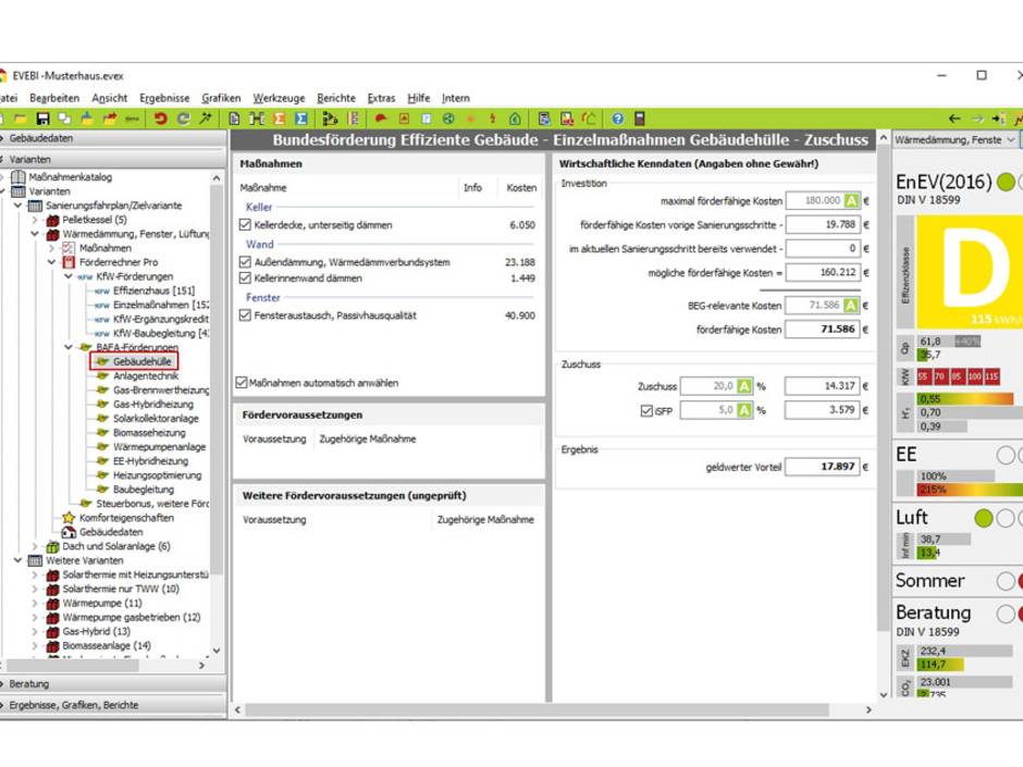 Evebi 11.1: Förderrechner Pro jetzt mit Bundesförderung effiziente Gebäude