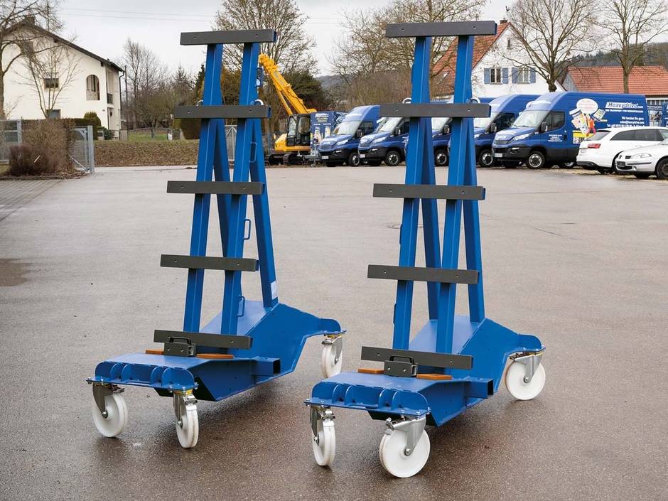 Glas-Transport-Wagen von Heavydrive trägt 3.000 Kilo Glas-Transport-Wagen von Heavydrive trägt 3.000 Kilo