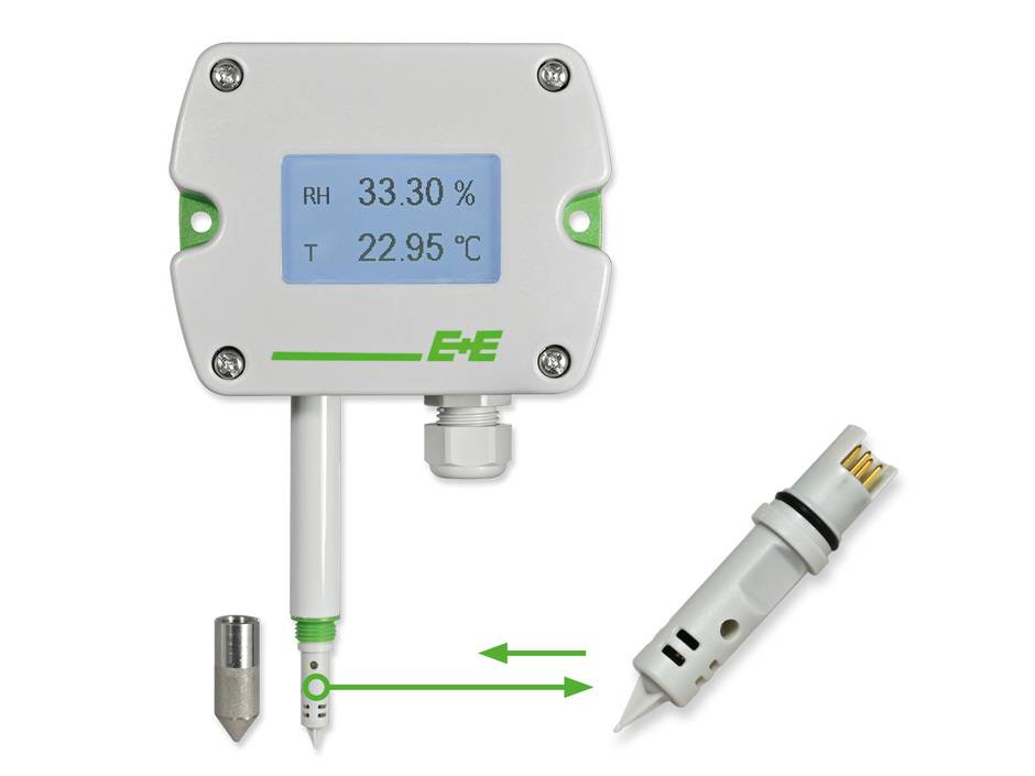 Feuchte- und Temperatursensor mit austauschbarem Sensormodul Feuchte- und Temperatursensor mit austauschbarem Sensormodul