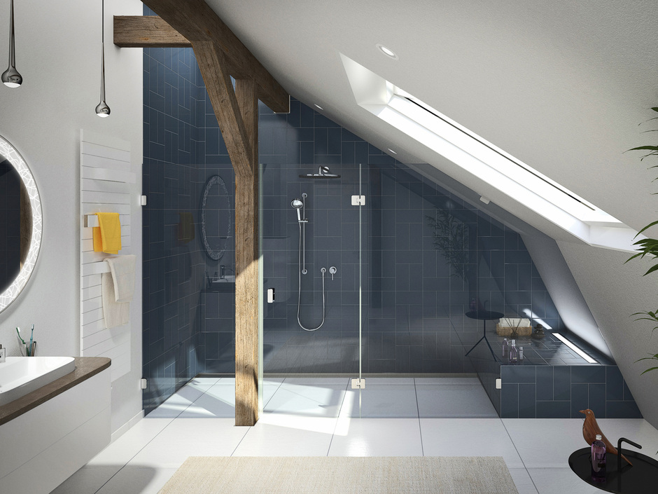 Duschen im Dachgeschoss: Duschkabine unter Dachschrägen Duschen im Dachgeschoss: Duschkabine unter Dachschrägen