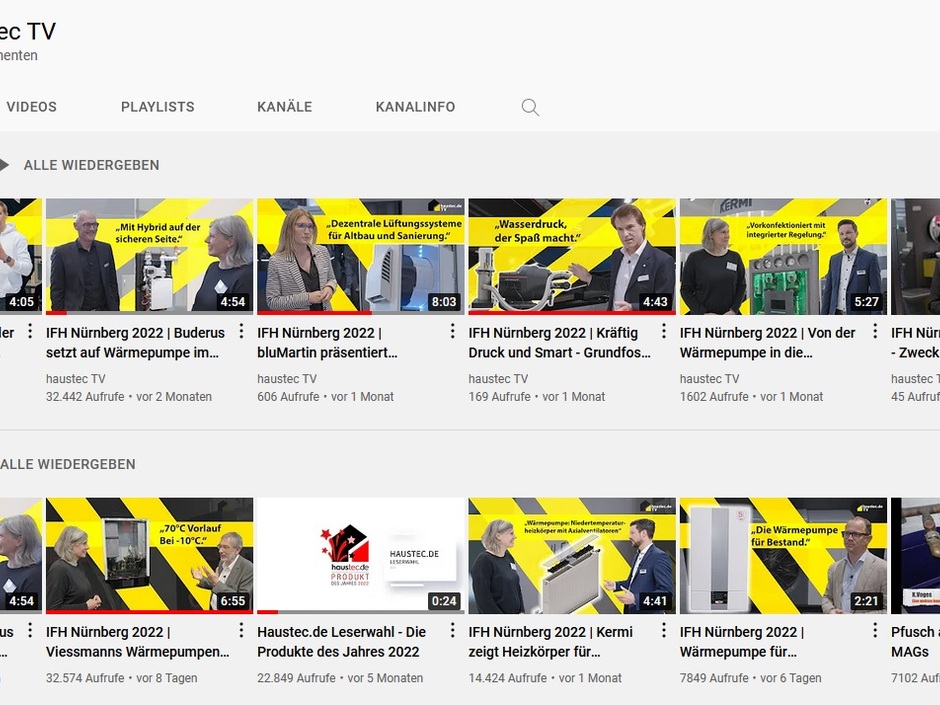 Screenshot des Youtube-Kanals haustecTV