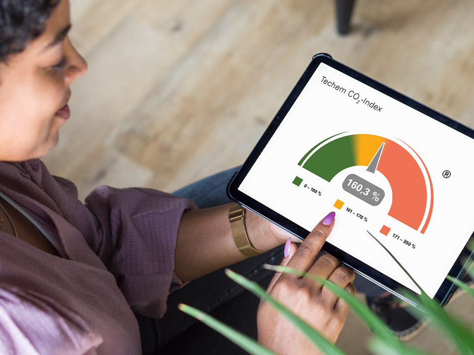Der Techem CO2-Index weist das Verhältnis aus tatsächlicher Emission zu der Zielemission für 2023 aus