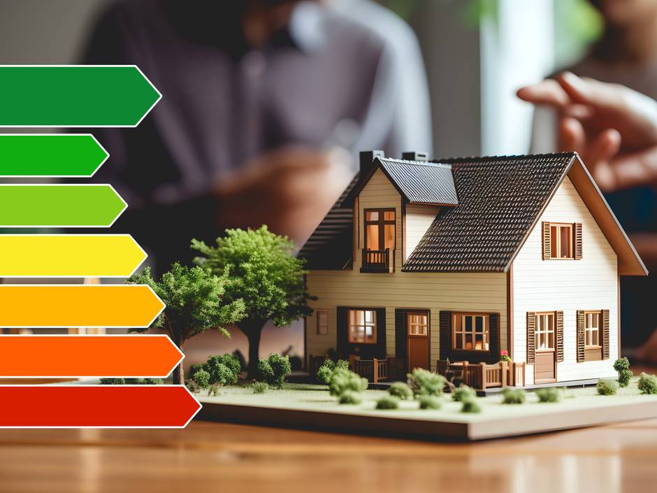 Haus mit Energie-Balkenskala