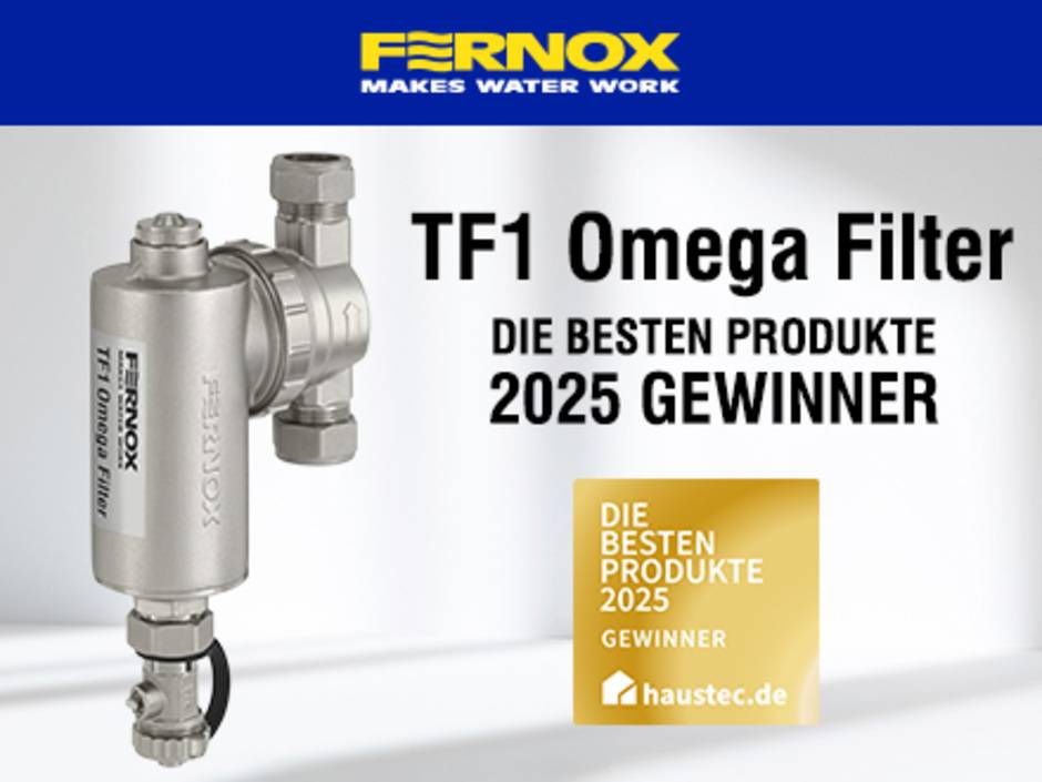 FERNOX TF1 OMEGA FILTER GEWINNT RENOMMIERTEN DEUTSCHEN BRANCHENPREIS FERNOX TF1 OMEGA FILTER GEWINNT RENOMMIERTEN DEUTSCHEN BRANCHENPREIS
