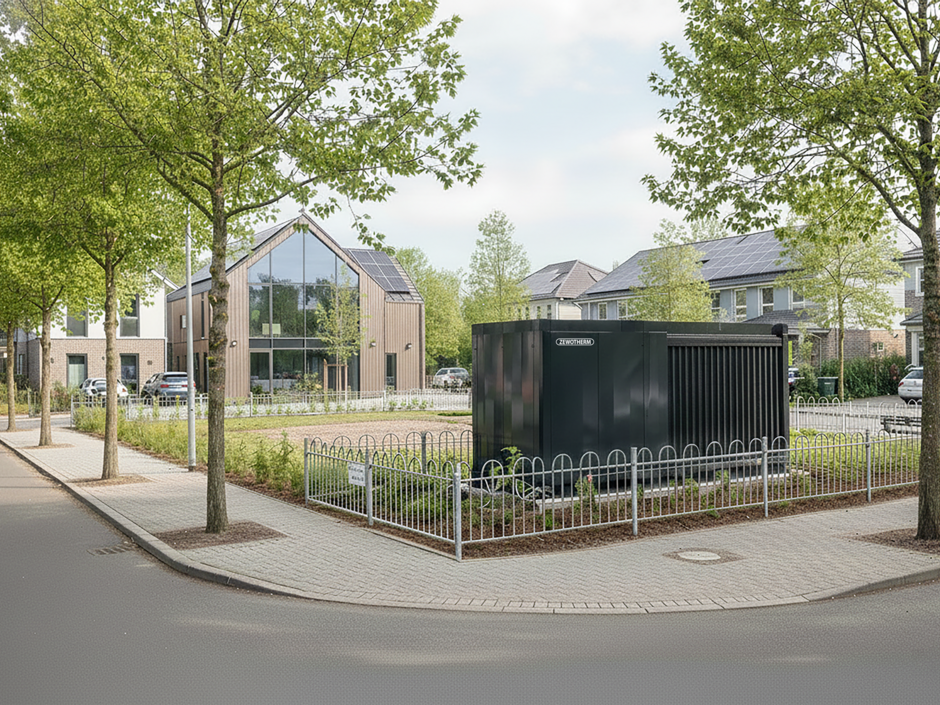 Die vorgefertigte Heizzentrale „ZEWO PowerCube“ ist Bestandteil des Wärme-Contracting-Modells von ZEWOTHERM.