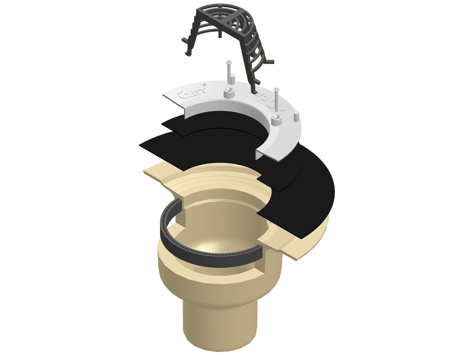 Schraubflanschgully mit Lochring für Flachdachentwässerung Schraubflanschgully mit Lochring für Flachdachentwässerung