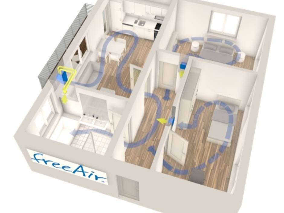BluMartin: Wohnungslüftungssystem mit nur einem Außenwandgerät