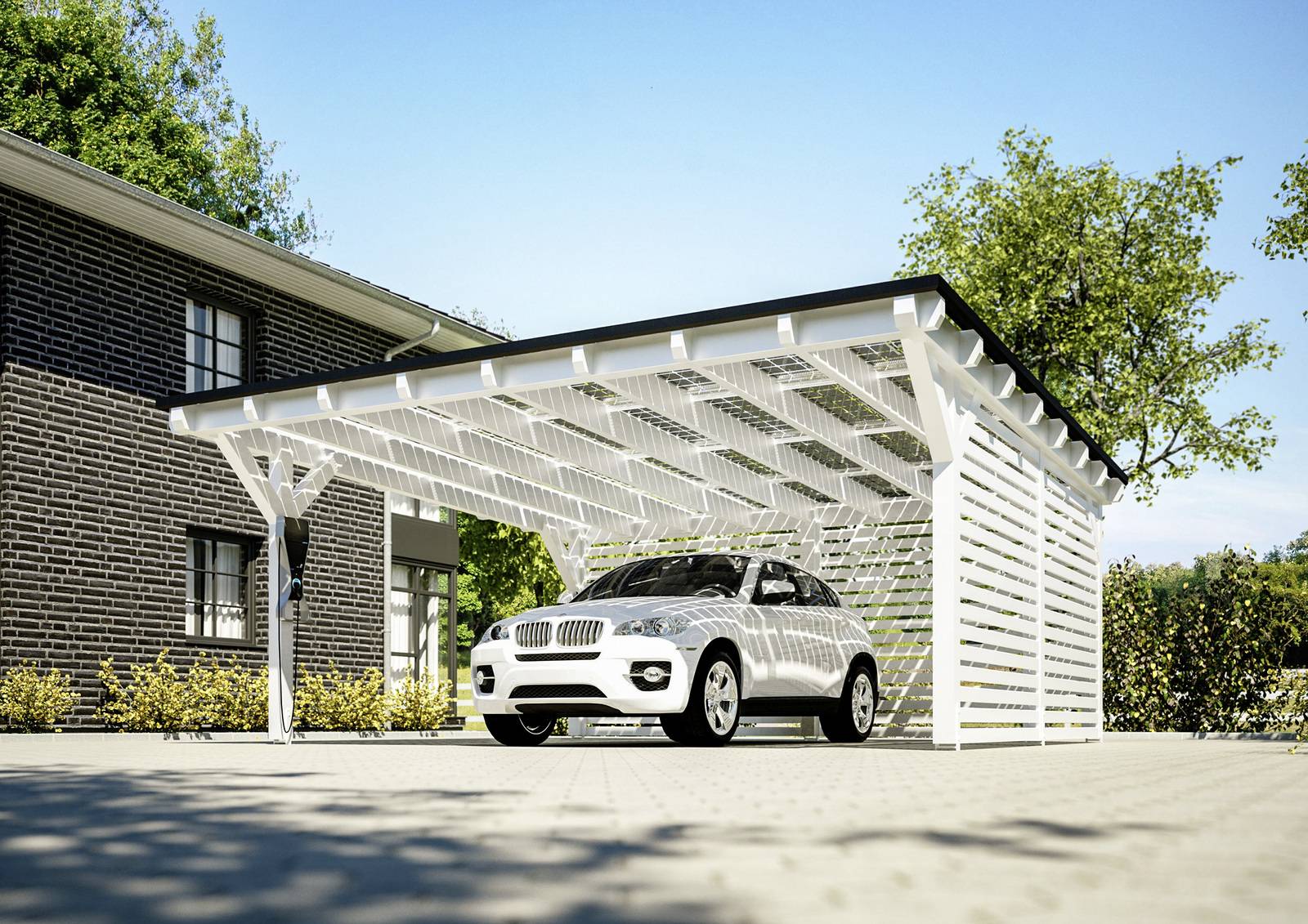 Elegante Solarstromdächer für Carports und Terrassen Haustec
