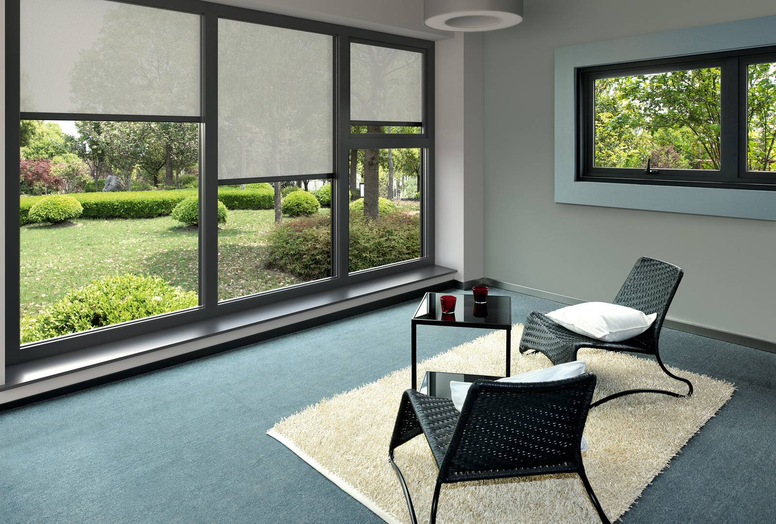 Sonnenschutz für Wohnraum: Fenster mit integrierten Systemen