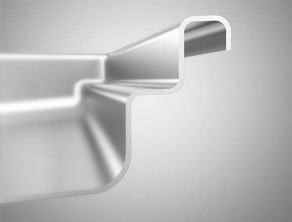 Große Biegeradien von mehr als 3mm vermindern Schmutzablagerungen und erleichtern die Reinigung.