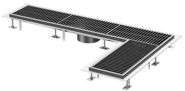 Die Individualisierung der Hygiene-Kastenrinnen umfasst auch Verbindungen und Geometrie (T-Stücke, L-Stücke bzw. Eck-Verbindungen, etc.).