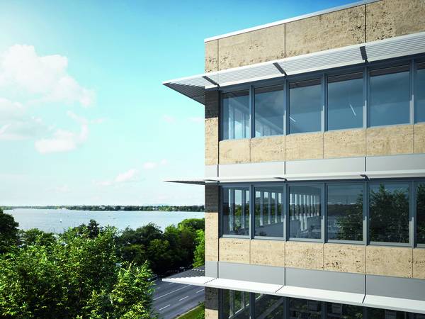 Schüco C- und Z-Lamellen ALB in der Ausführung als auskragendes Sonnen- und Blendschutzsystem.  Schüco C- und Z-Lamellen ALB in der Ausführung als auskragendes Sonnen- und Blendschutzsystem.