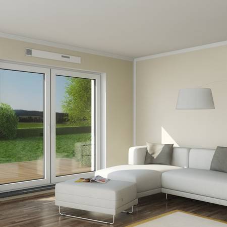 Von Schüco VentoTherm verändert sieht man im Raum nur eine Abdeckblende.