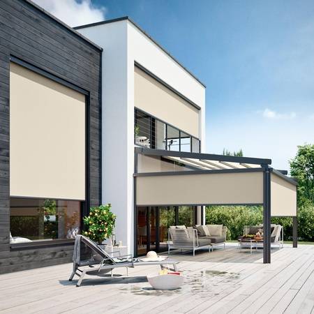 Stimmiges Gesamtbild: VertiTex II lässt sich an Fenstern, Terrassendächern, Balkonen und Wintergärten einsetzen.