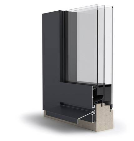 Rahmenloser, flächenbündiger Fensterflügel ganz aus Glas. Rahmenloser, flächenbündiger Fensterflügel ganz aus Glas.