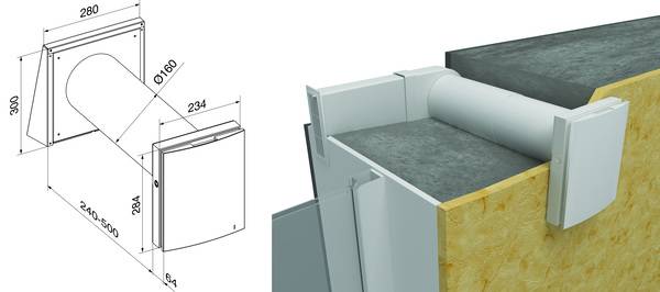 Der Vento Expert A50-1 W kann bei Wandstärken von 250 bis 500mm eingesetzt werden. Der Vento Expert A50-1 W kann bei Wandstärken von 250 bis 500mm eingesetzt werden.