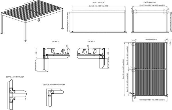 Robuste Technik: Carport Algarve Canvas im edlen Square-Design.