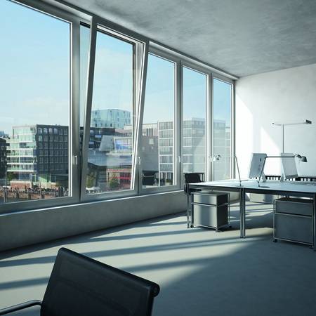 Schüco TipTronic SimplySmart: systemgeprüfte leise Fensterantriebseinheit mit Anbindungsmöglichkeit an Gebäudeleitsysteme. 