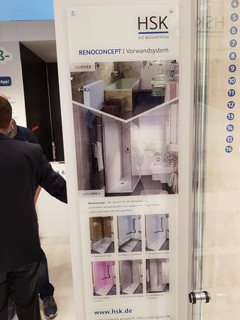 HSK präsentiert auf der IFH u.a. das RenoConcept, basierend auf den gleichnamigen Trägerplatten. HSK präsentiert auf der IFH u.a. das RenoConcept, basierend auf den gleichnamigen Trägerplatten.