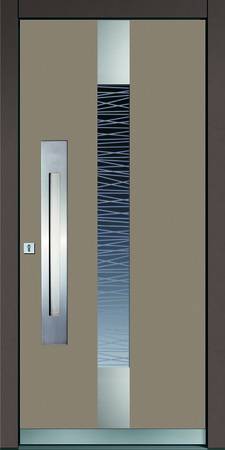 Die zweifarbige Holzhaustür in den neuen Erdfarben von Kneer-Südfenster strahlt Wärme und Natürlichkeit aus.