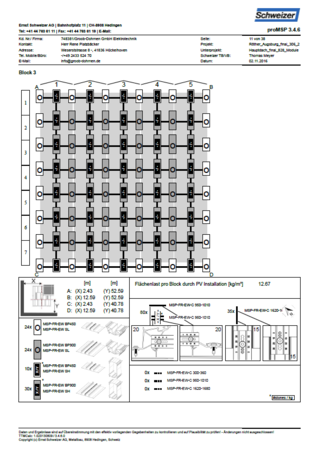 Ballastierungsplan 1 für ein größeres Montageprojekt auf einem Flachdach, erstellt mit Pro MSP. Ballastierungsplan 1 für ein größeres Montageprojekt auf einem Flachdach, erstellt mit Pro MSP.