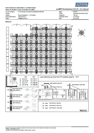 Ballastierungsplan 2 für ein größeres Montageprojekt auf einem Flachdach, erstellt mit Pro MSP. Ballastierungsplan 2 für ein größeres Montageprojekt auf einem Flachdach, erstellt mit Pro MSP.