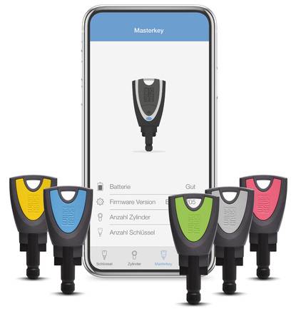 Die bunten Nutzerschlüssel sind batterielos und waschmaschinenfest.