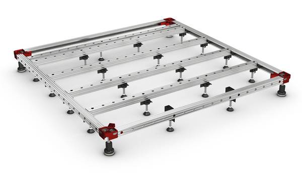 Die Höhenverstellung von ACO ShowerFloor erfolgt nur über die Eckverbinder, die anderen Standfüße verfügen über eine Schnelleinstellung.