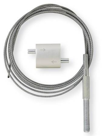 Lieferbar sind vorkonfektionierte Abhängungen mit Schlinge oder Gewindestab am Ende des Seils und je einem L-FIX Schloss. Alternativ gibt es auch einzelne Schlösser und Seil von der Spule. 