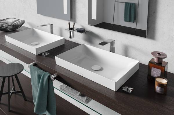 Die hochwertige ZL-Armatur wurde für Aufsatzwaschtische konzipiert und passt besonders gut zu dünnwandigen Waschtischen.