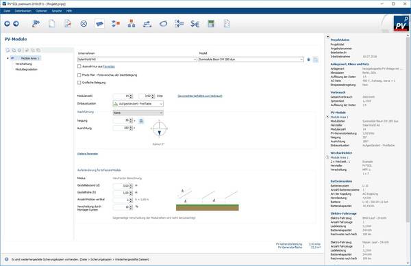 Eine weitere nützliche Ergänzung zum PV*SOL premium 2019 ist die Aufnahme der Berechnung bifazialer Module.
