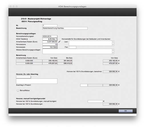 Alle Berechnungsgrundlagen werden auf einen Blick angezeigt. 