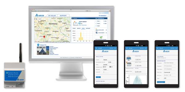 Mydeltasolar Cloud Monitoring auf dem Desktop oder Smartphone.